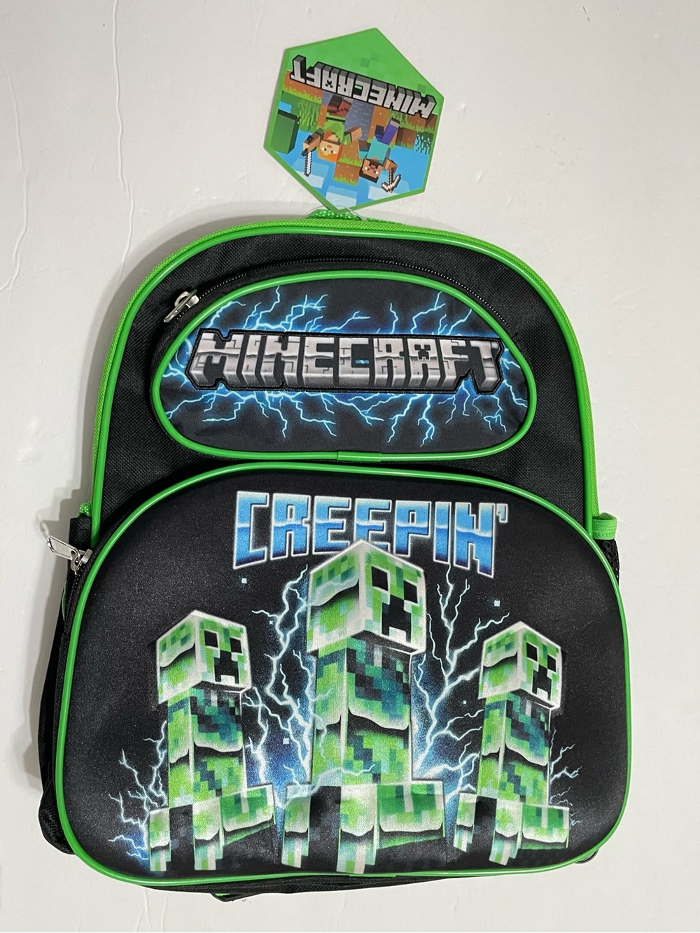 Small Backpack - Minecraft Creeper Creepin' 3D Pop-Up 12" School Bag NEW Black